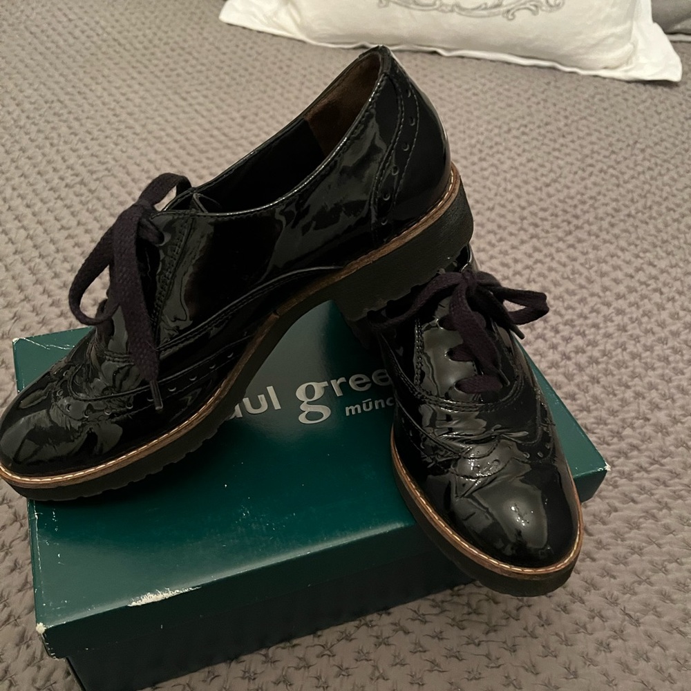 Paul Green Black Patent Leather Oxfords